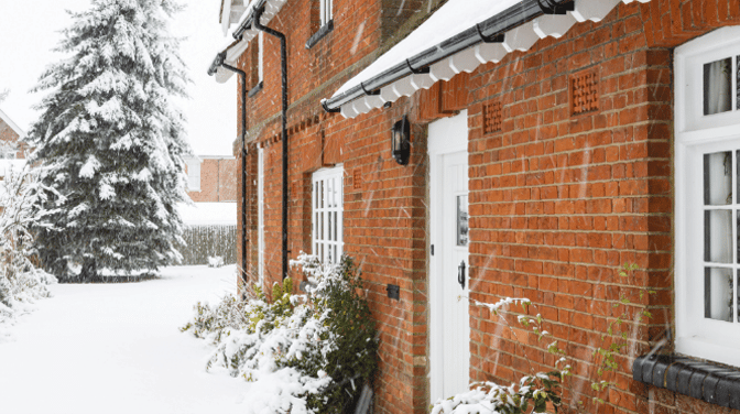 snowy house in the winter