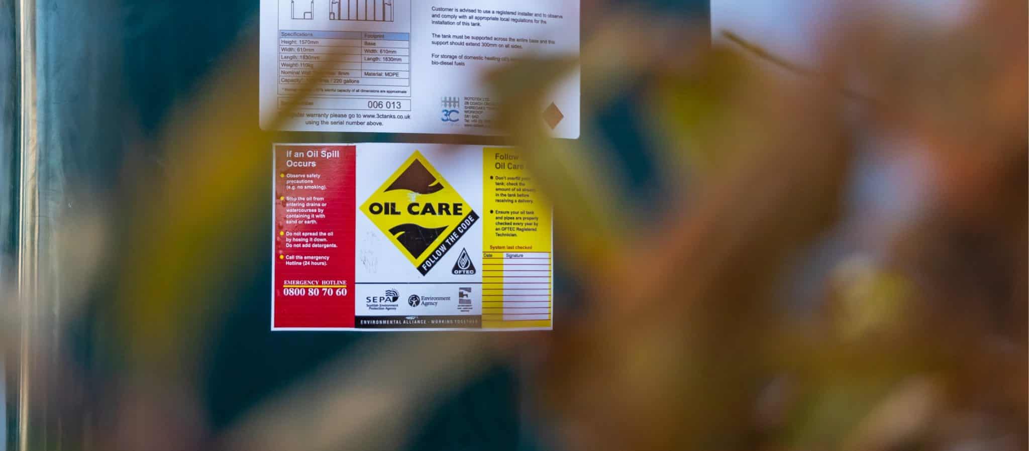 oil tank fire and safety regulation stickers