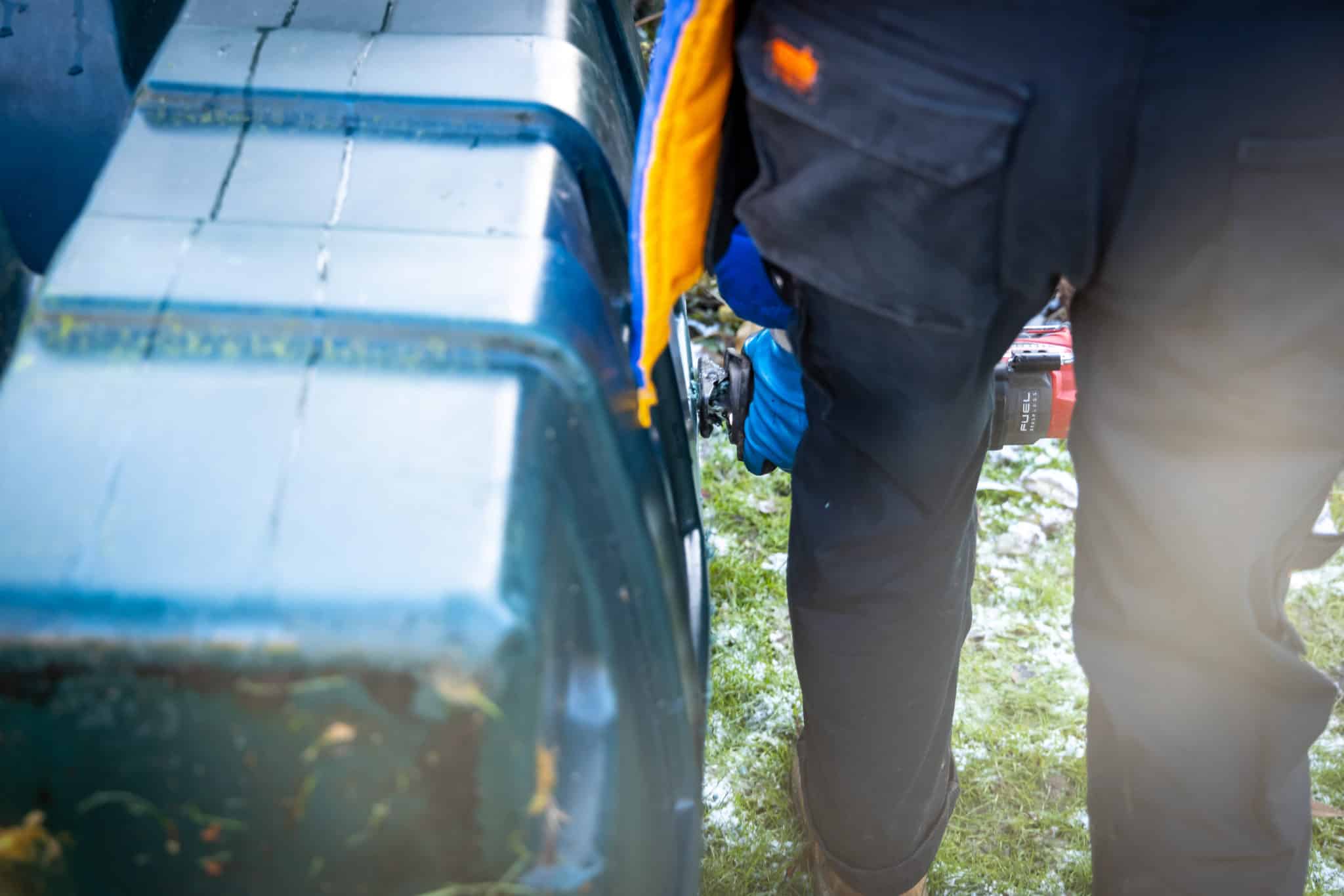 oil tank disposal being carried out